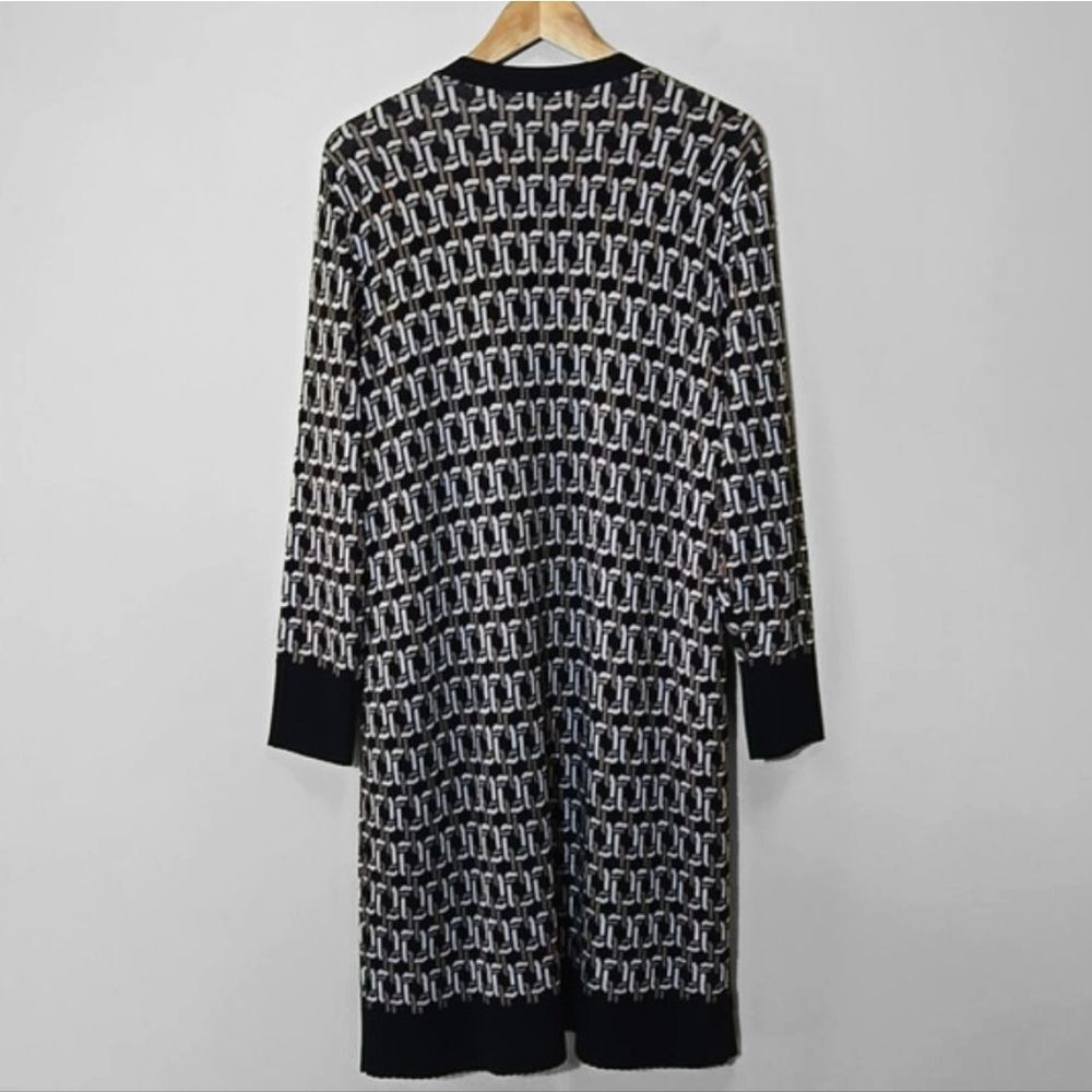 Chico's Chain Link Duster Cardigan Sweater Size 2 Petite Large Old Money mobwife - Picture 8 of 11